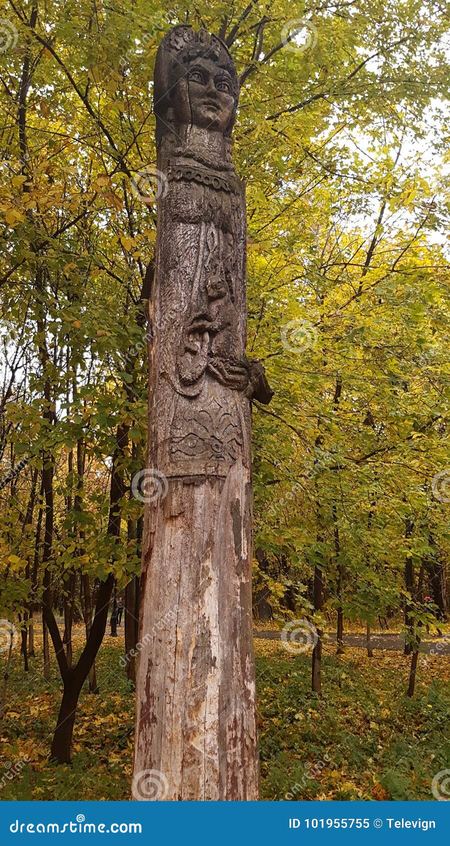 Wooden pagan statue. stock image. Image of decoration 101955755