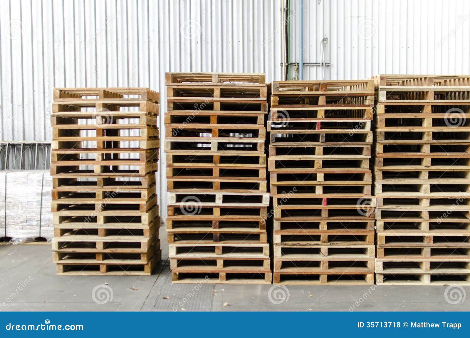 Wooden Pallets in Warehouse Stock Photo Image of container, depot