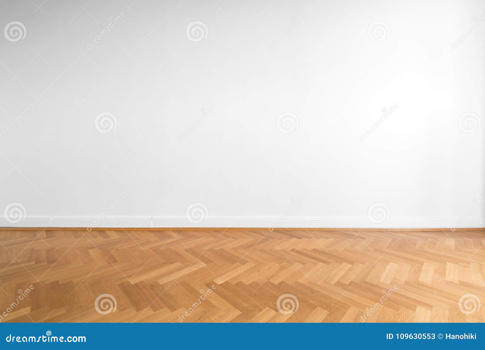 wooden parquet floor and white wall background - empty room , ne