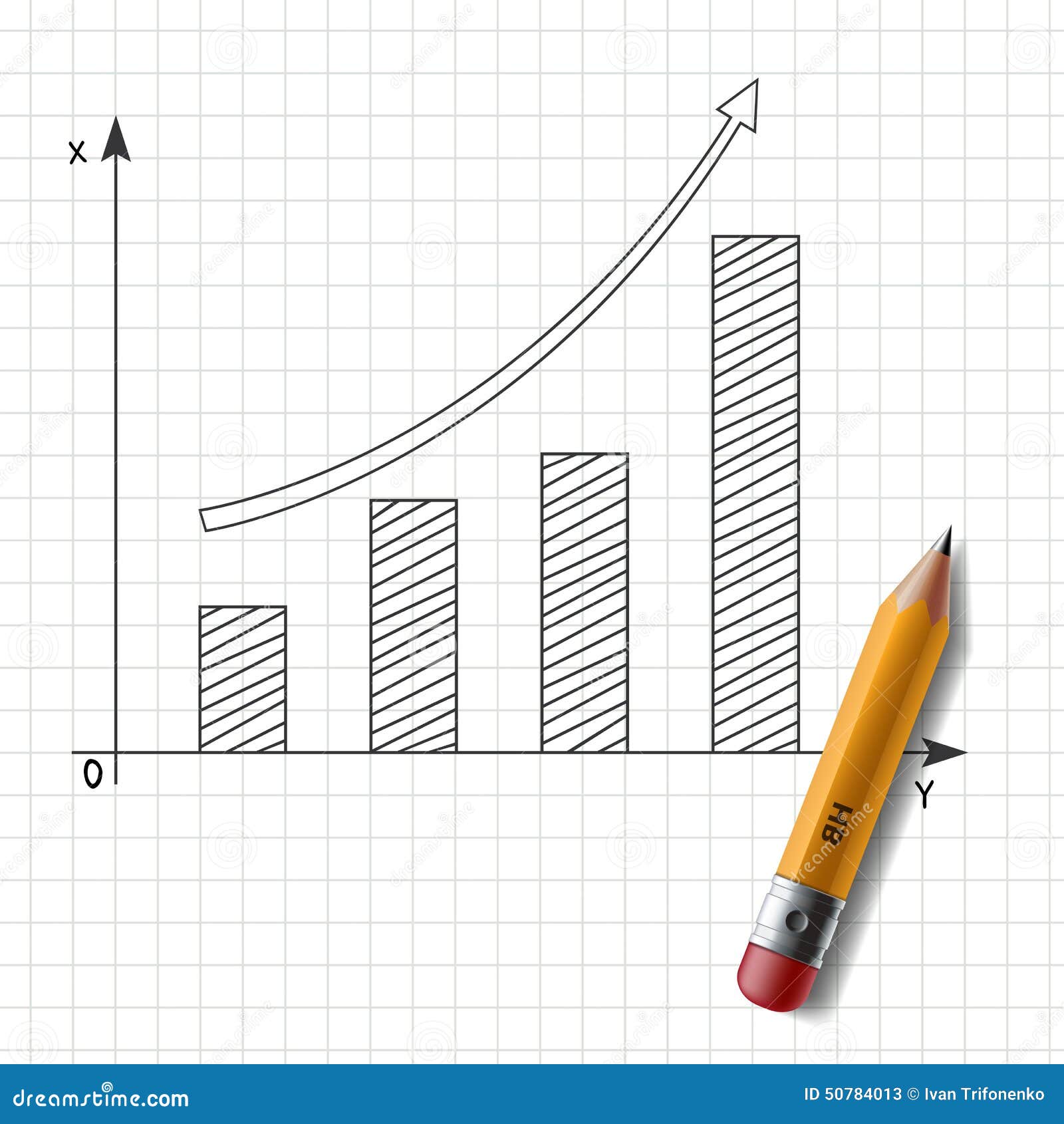 Wooden pencil and graph stock vector. Illustration of design 50784013