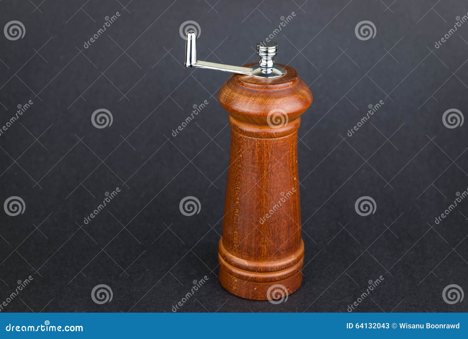 Wooden Pepper Crusher on Black Background Stock Image Image of herbal