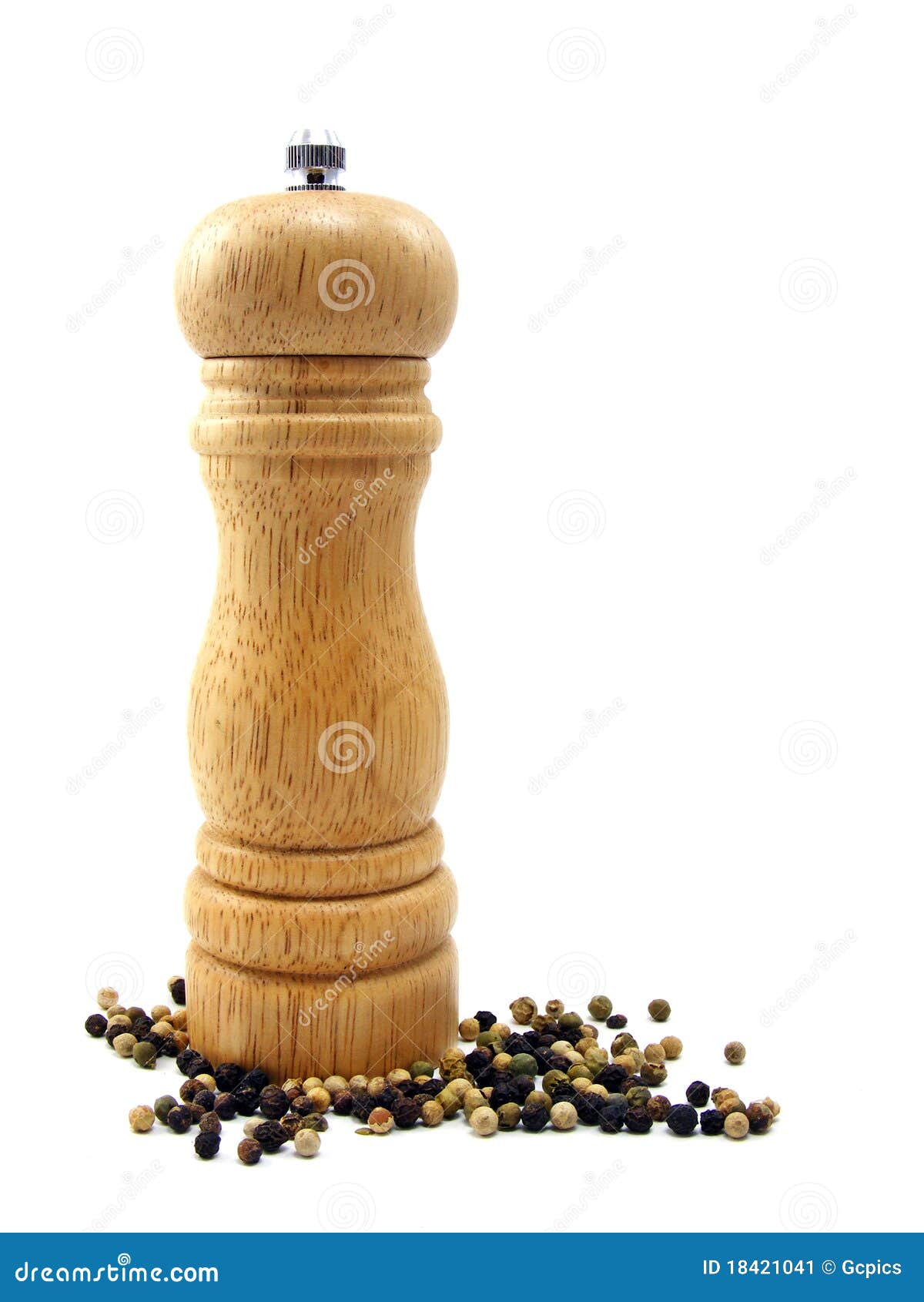 A Wooden Peppermill with Peppercorns Stock Image Image of classical