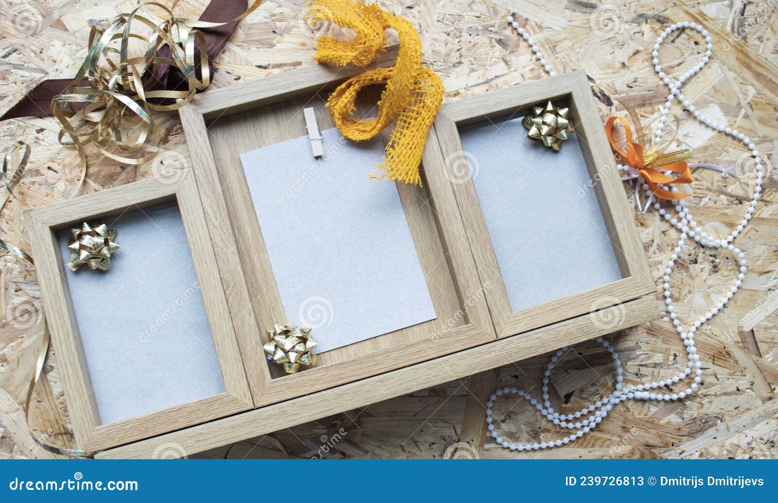 Wooden Photo Frames with Decorations Stock Image Image of page