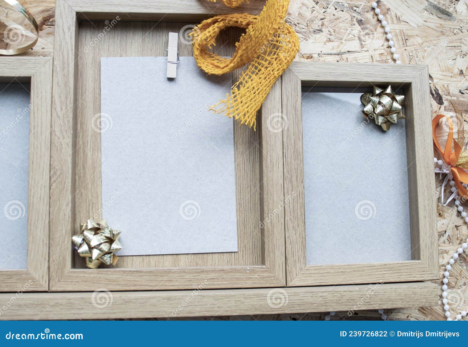 Wooden Photo Frames with Decorations Stock Photo Image of design