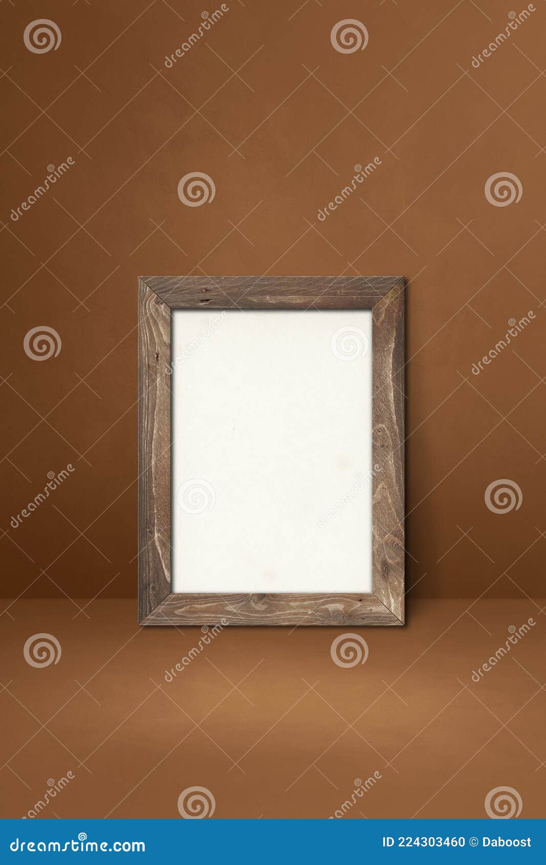 Wooden Picture Frame Leaning on a Brown Wall Stock Photo Image of