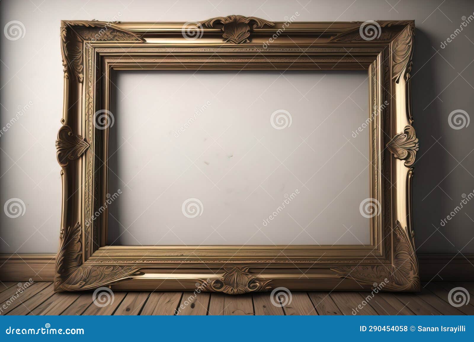 Wooden Picture Frame on the Table. Ai Generative Stock Photo Image of