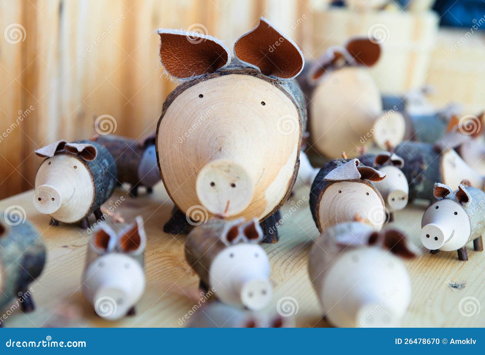 Wooden pigs stock photo. Image of beam, piggy, carved 26478670