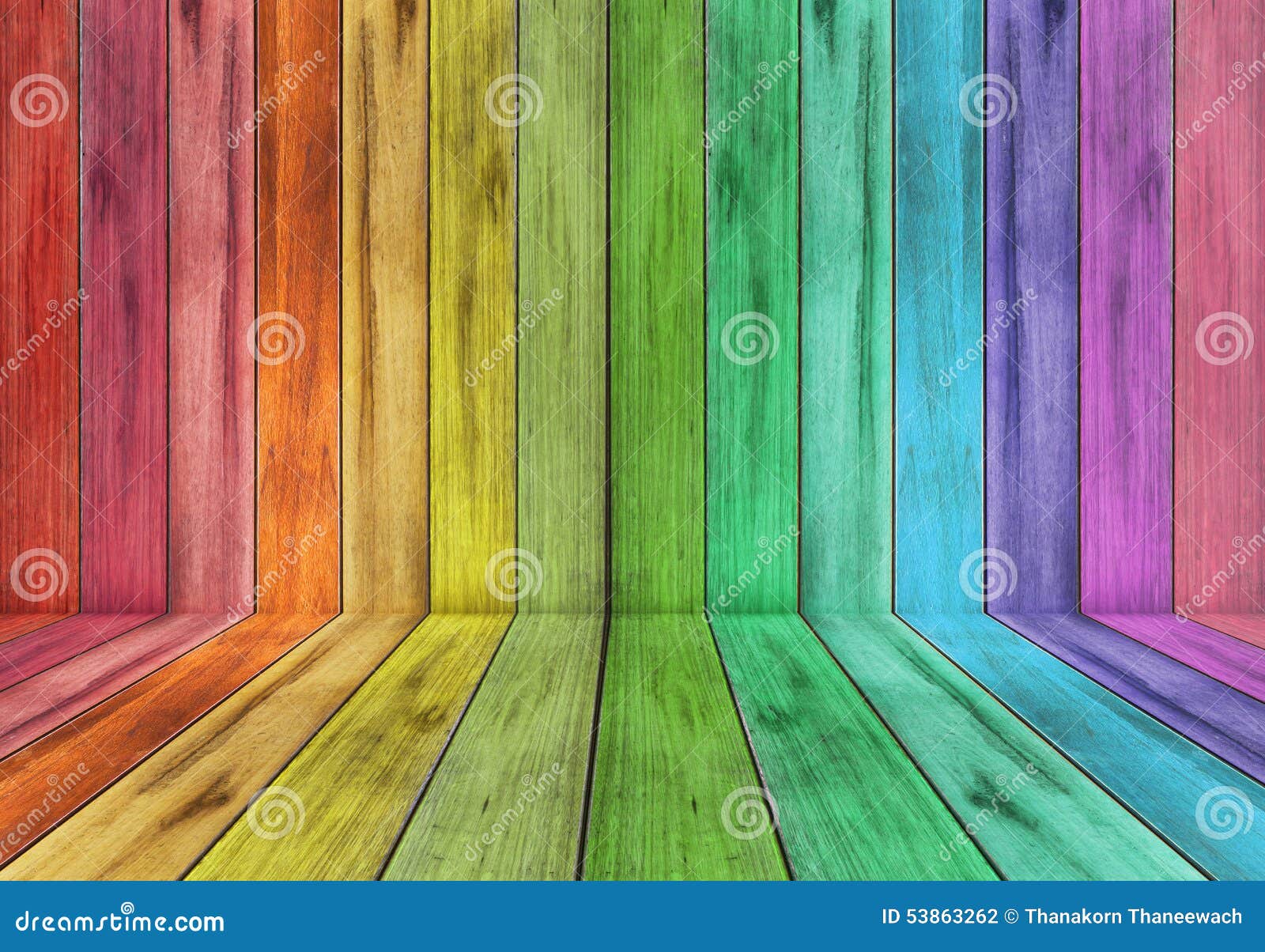 Wooden Plank With Rainbow Colour Background Stock Photo 53863262 - Megapixl