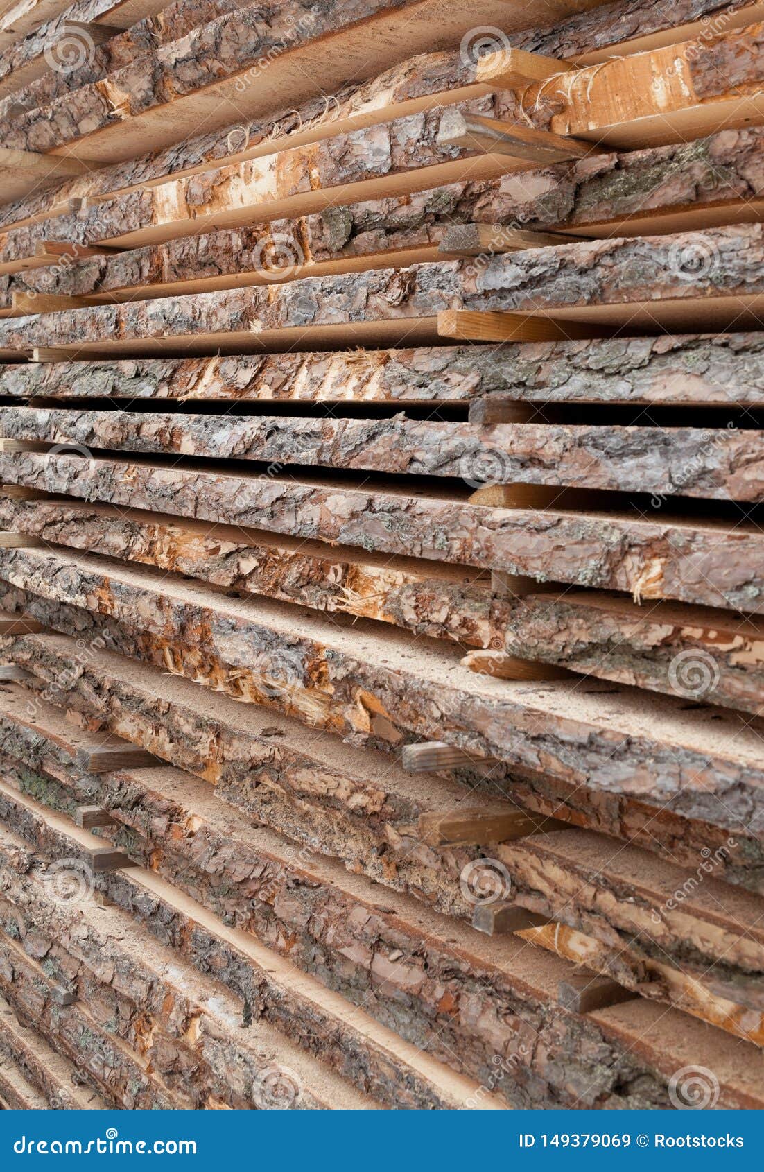 wooden planks. air-drying timber stack