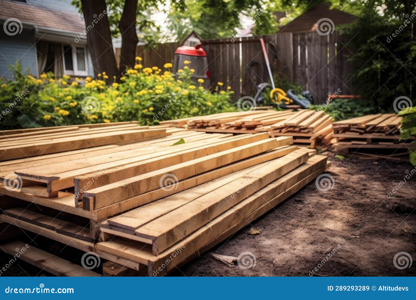 Wooden Planks Ready for Assembling a Garden Bed Stock Image Image of
