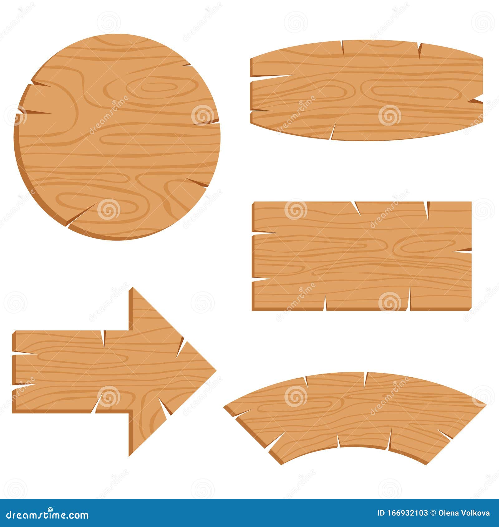 Wooden Planks Set Vector Illustration Isolated On White Background 标记和箭头的卡通 木纹西部空或库存例证 插画包括有white Planks 166932103
