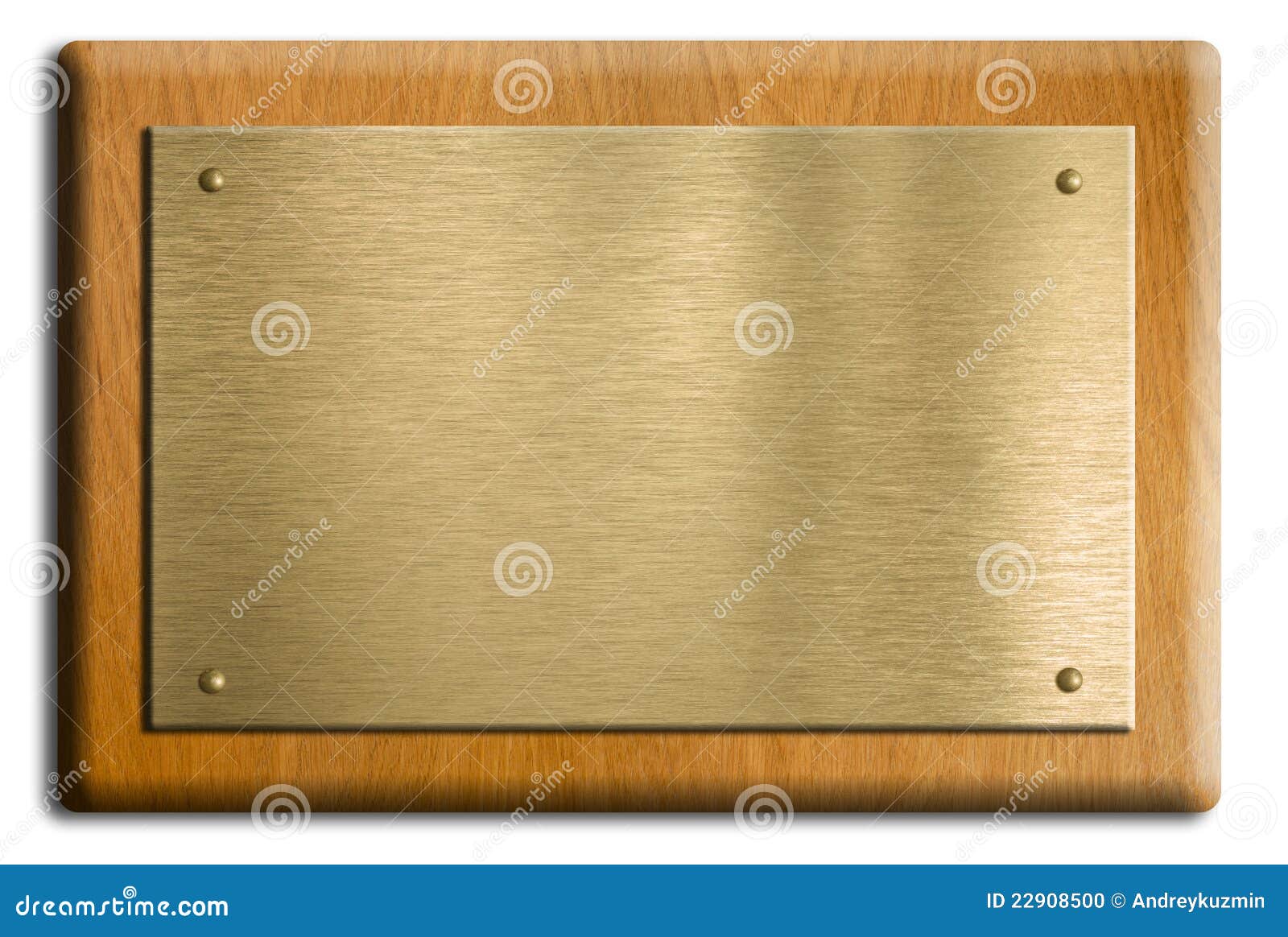 wooden plaque with gold or brass plate