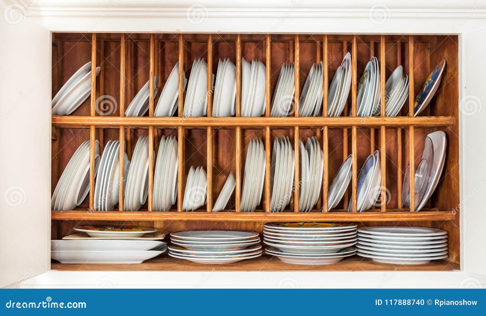Wooden Plate Rack Inside A Vintage Cupboard Stock Photo Image Of Greece