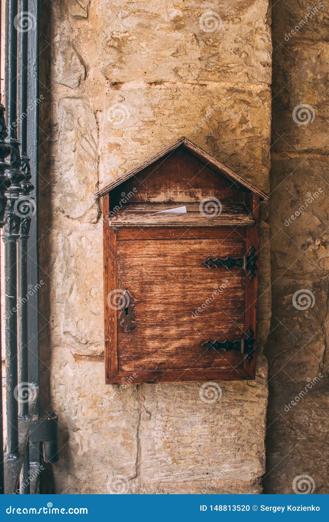 Wooden post box, Malta stock photo. Image of surface 148813520