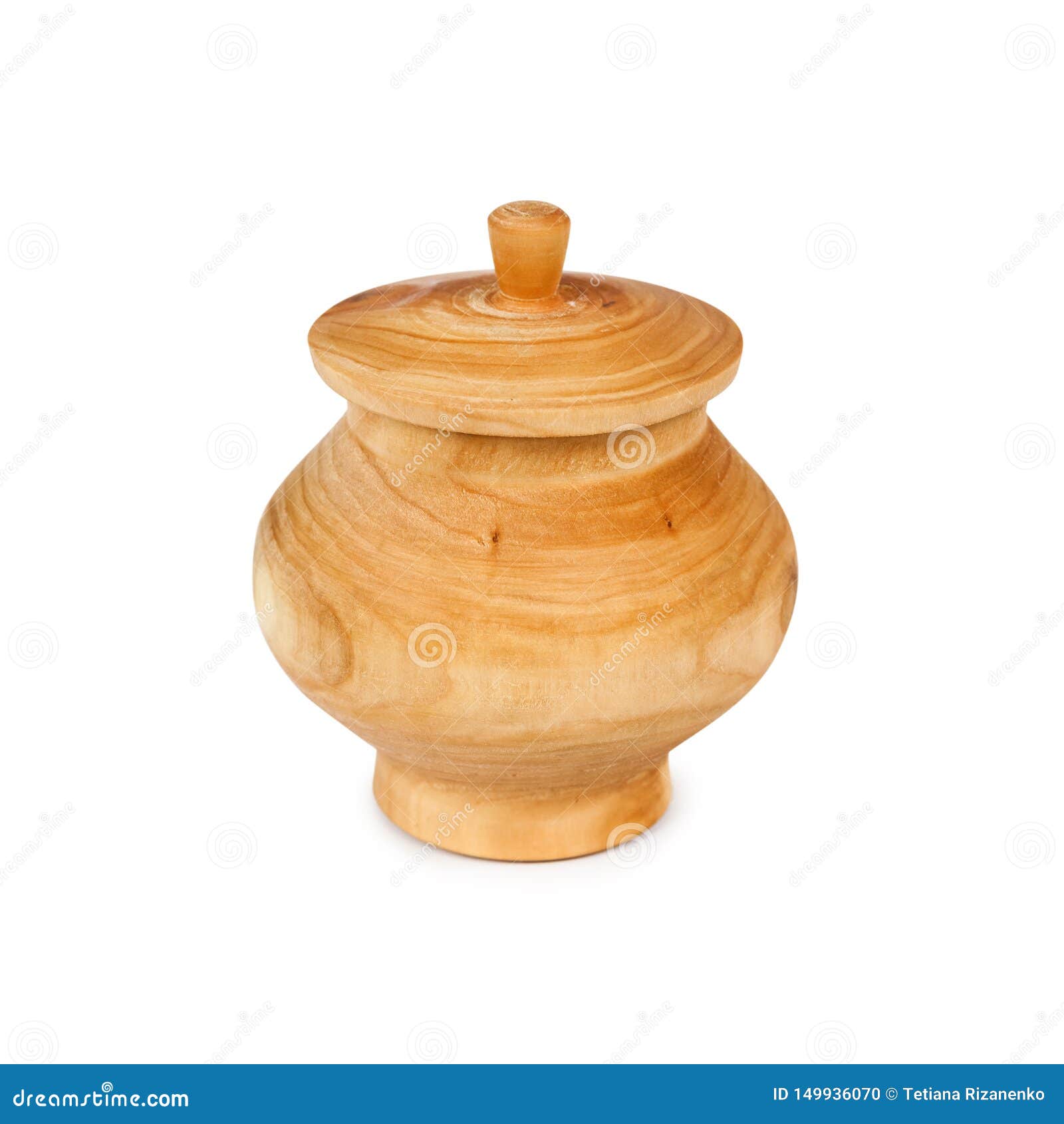 Wooden Pot with Lid Isolated on White Background Stock Photo Image of