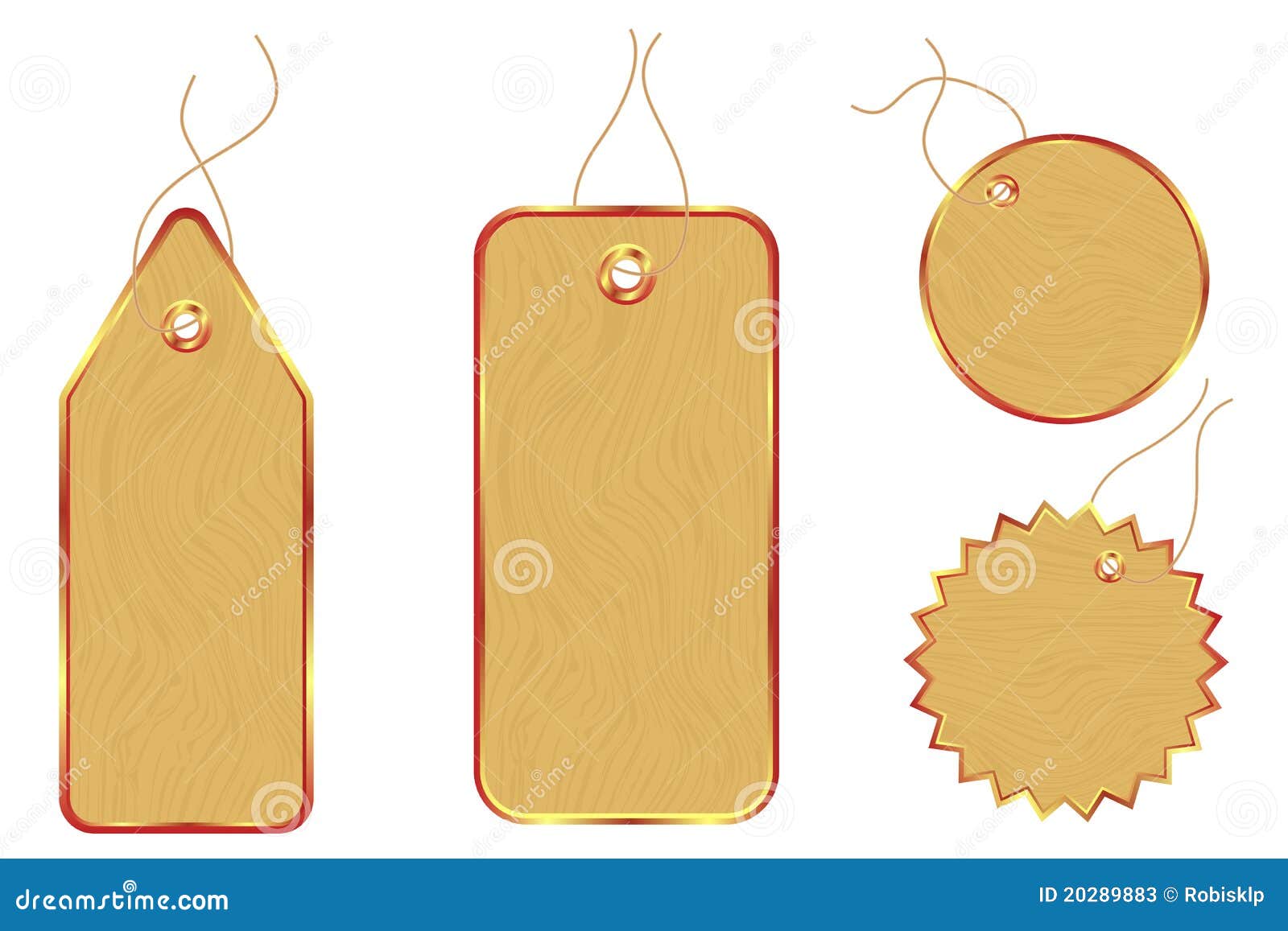 Wooden Price Tags Stickers Stock Vector Illustration of isolated