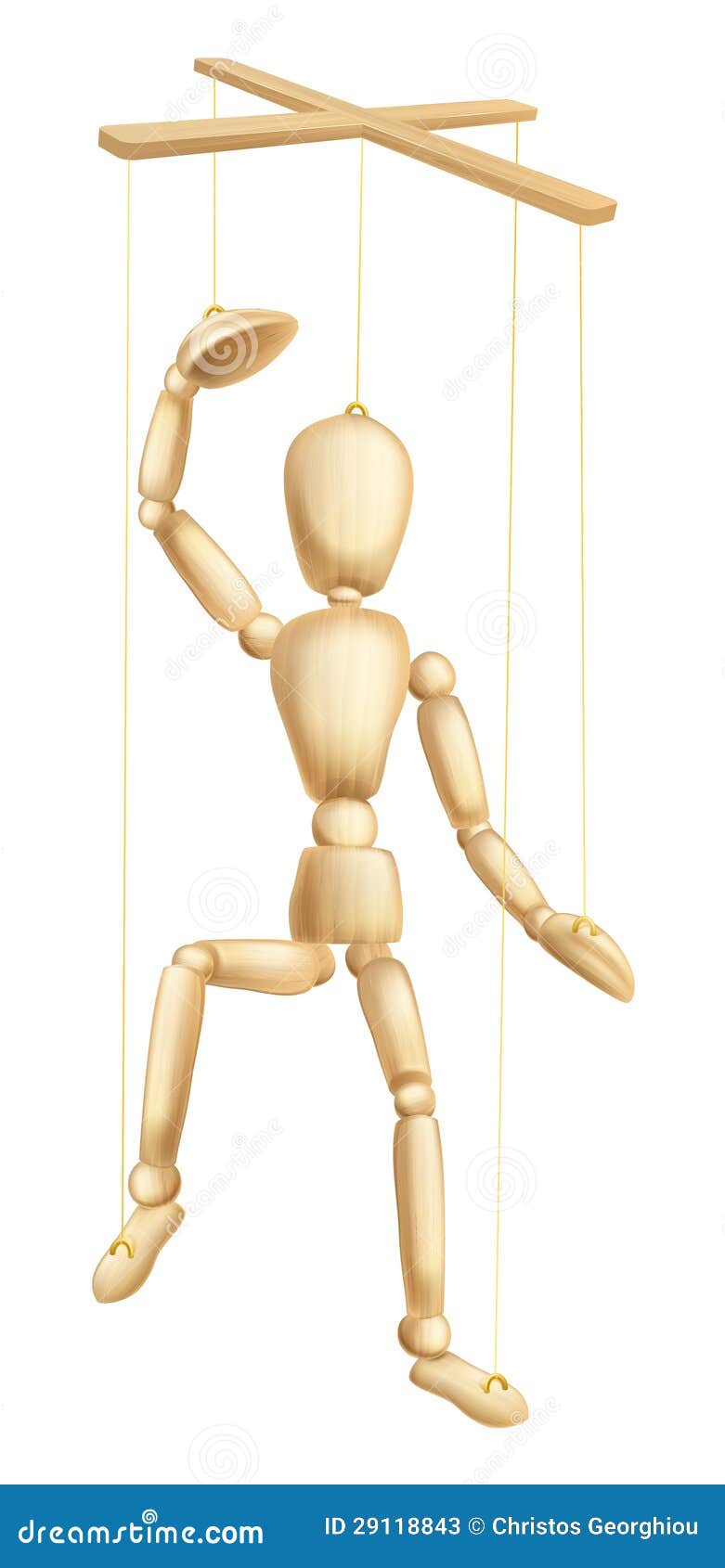 Puppet on puppeteer hand pinup pop art Royalty Free Vector
