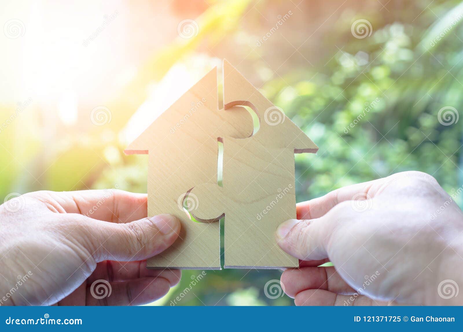 wooden puzzle wait to fulfill home  for build dream home or happy life concept for property, mortgage and real estate investm