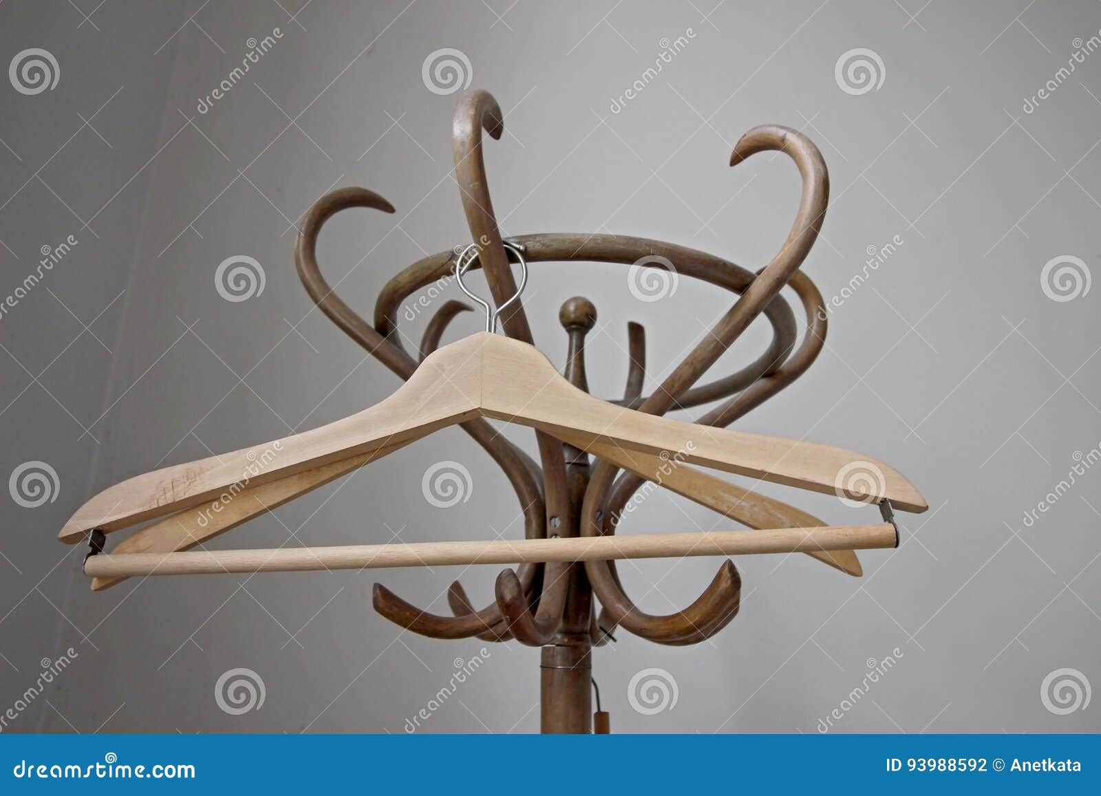 Wooden retro hangers stock photo. Image of wall, wood 93988592