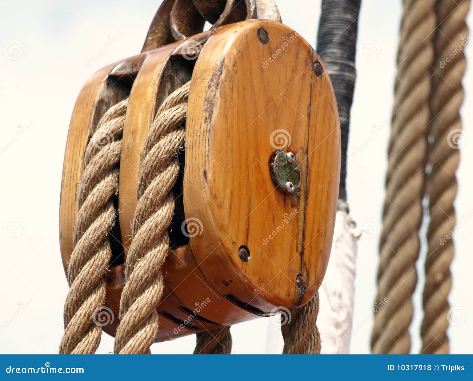 wooden rigging block stock photo. image of secure, harbour