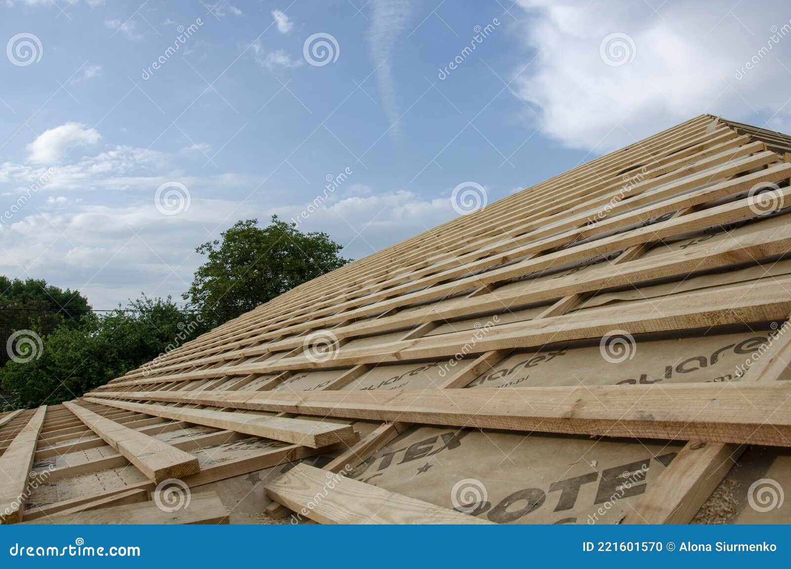 Wooden Roof Lathing Construction Frame Structure Stock Photo Image of