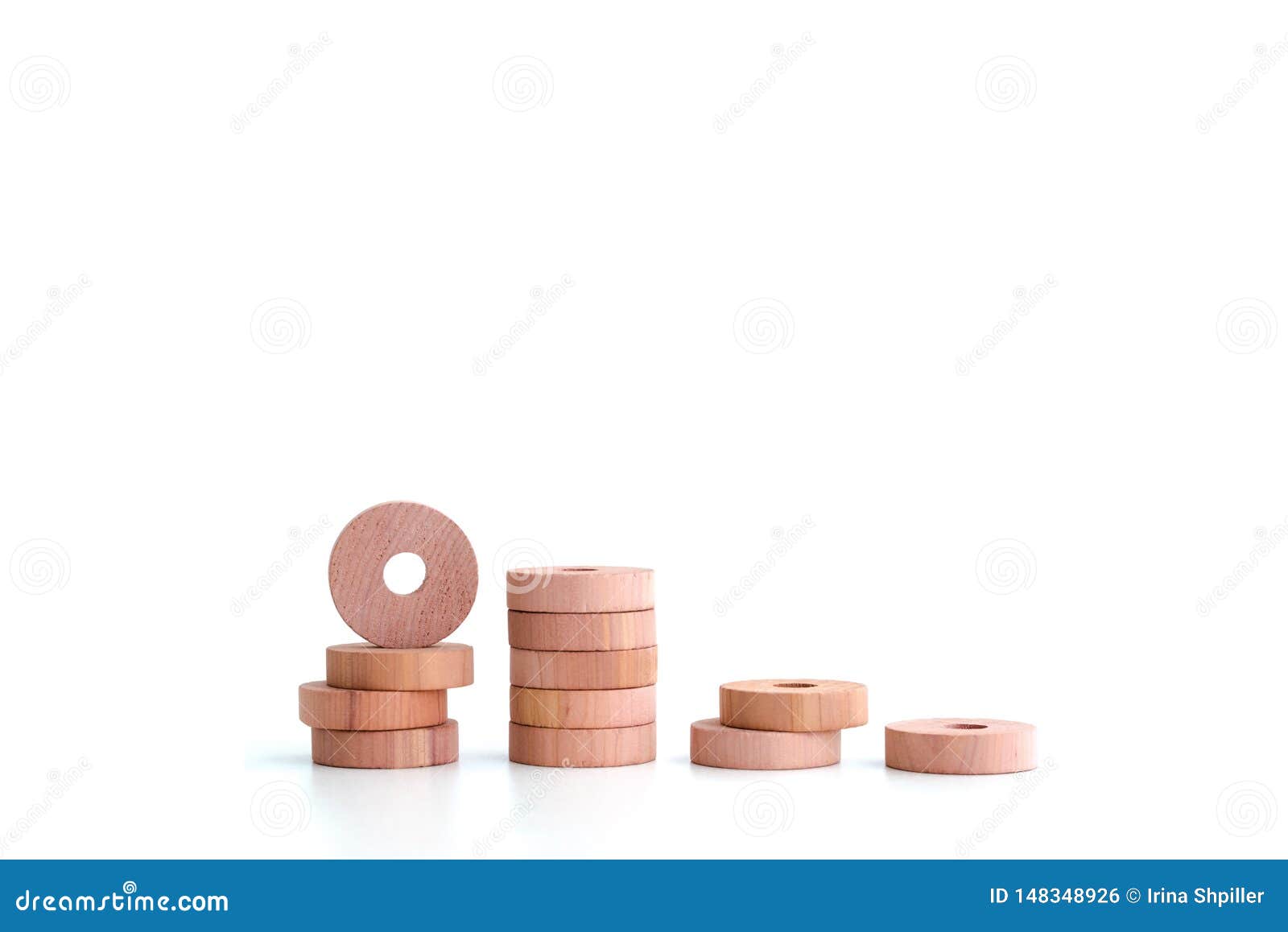 Wooden Round Cedar Rings for Hangers for Moth Protection Isolated on