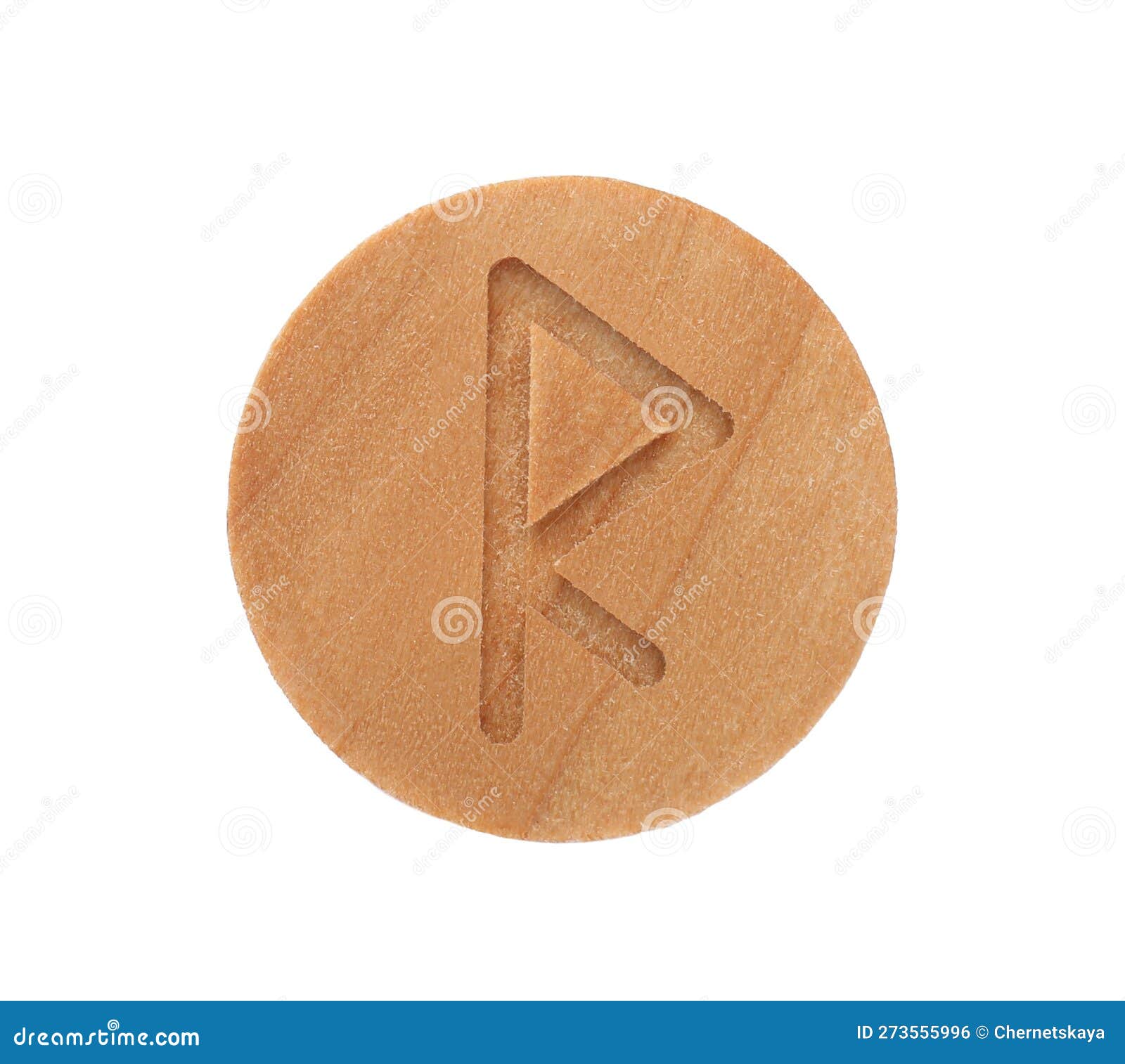 wooden rune raido  on white, top view