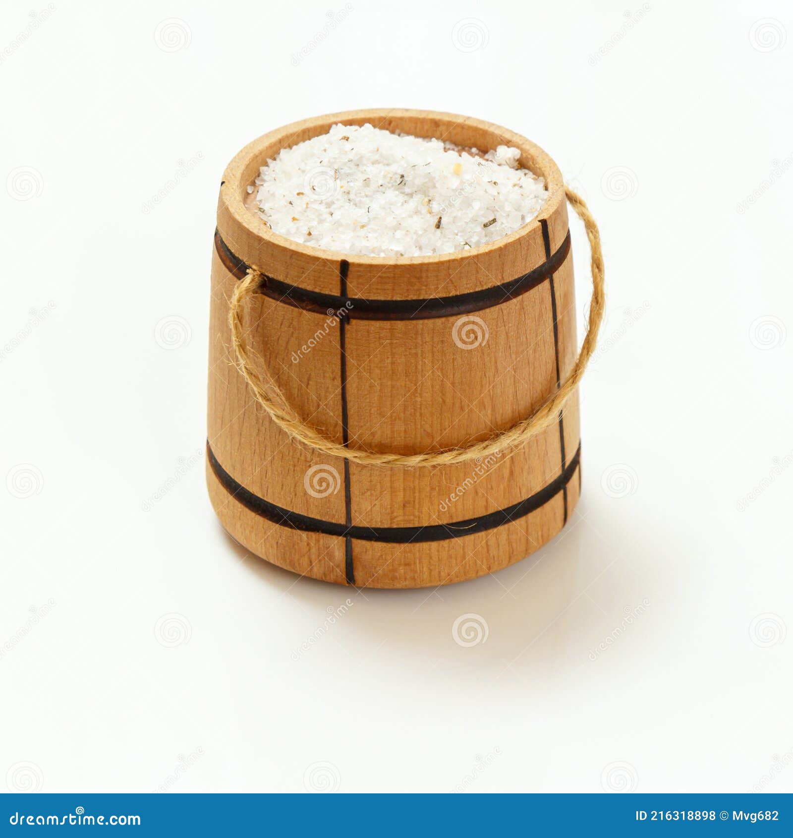 Wooden Salt Cellar on White Kitchen Table Stock Photo Image of