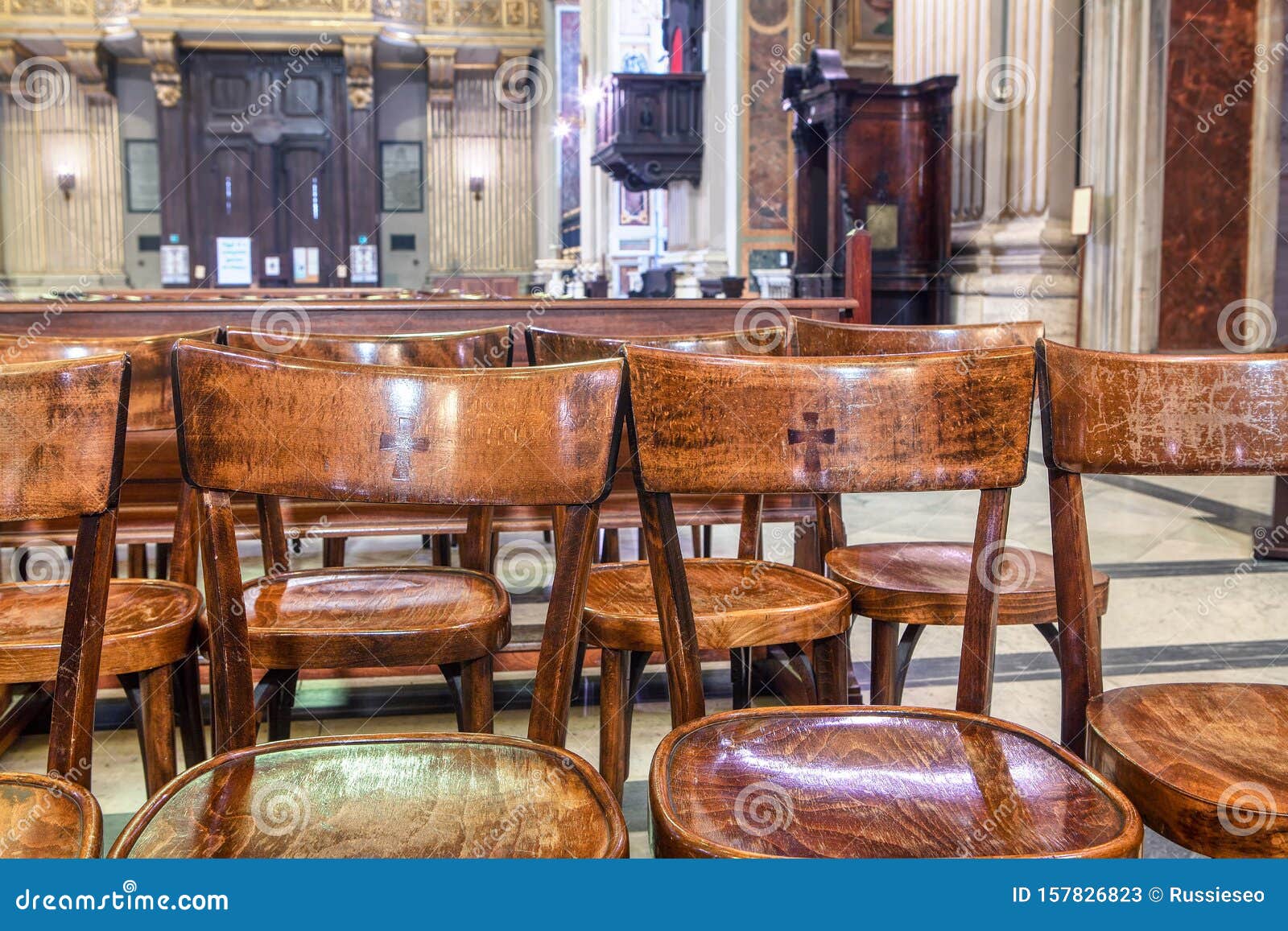 Seats inside the church stock image. Image of furniture 157826823