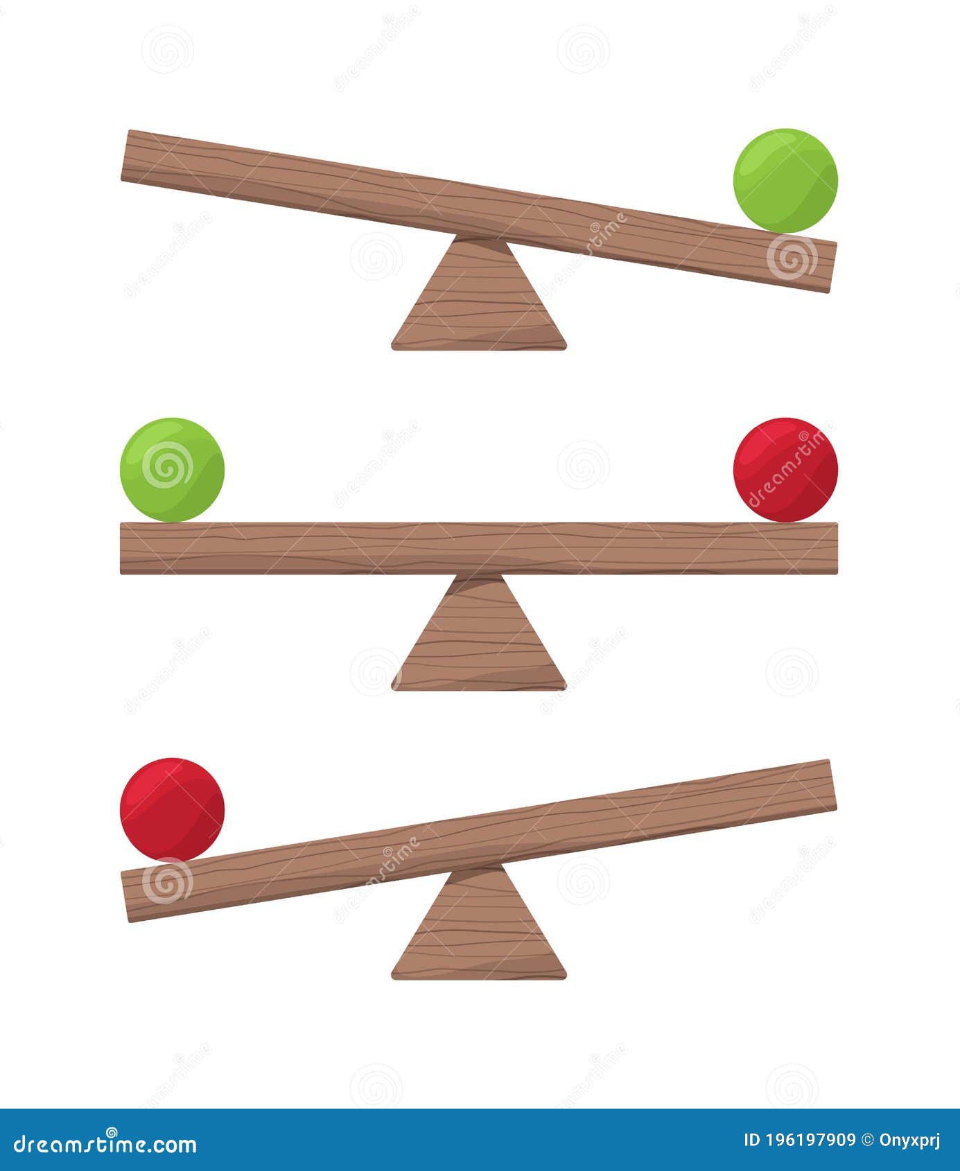 wooden seesaw. balance scale or equilibrio items  flat s