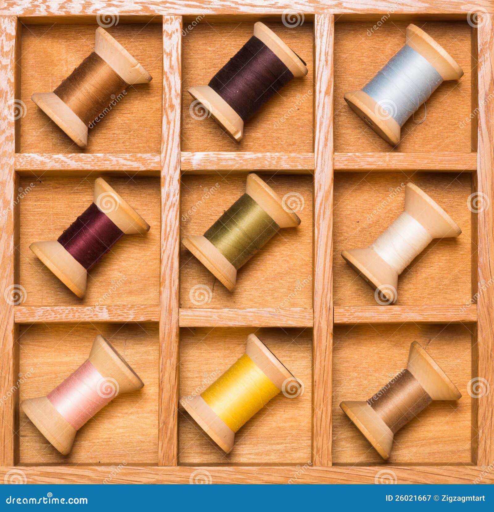 Wooden Shadow Box with Thread Spools Stock Image Image of colorful, craft 26021667