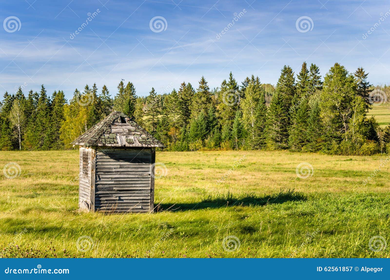 Wooden Shed In A Field And Cloudy Sky Stock Image - Image ...