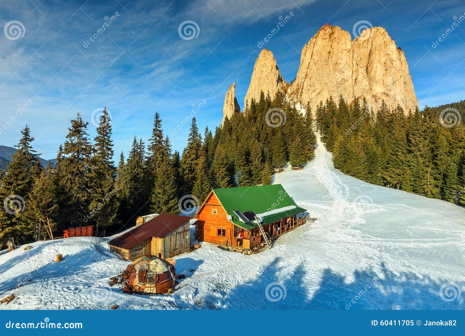 wooden shelter in mountains,carpathians,transylvania,romania,europe