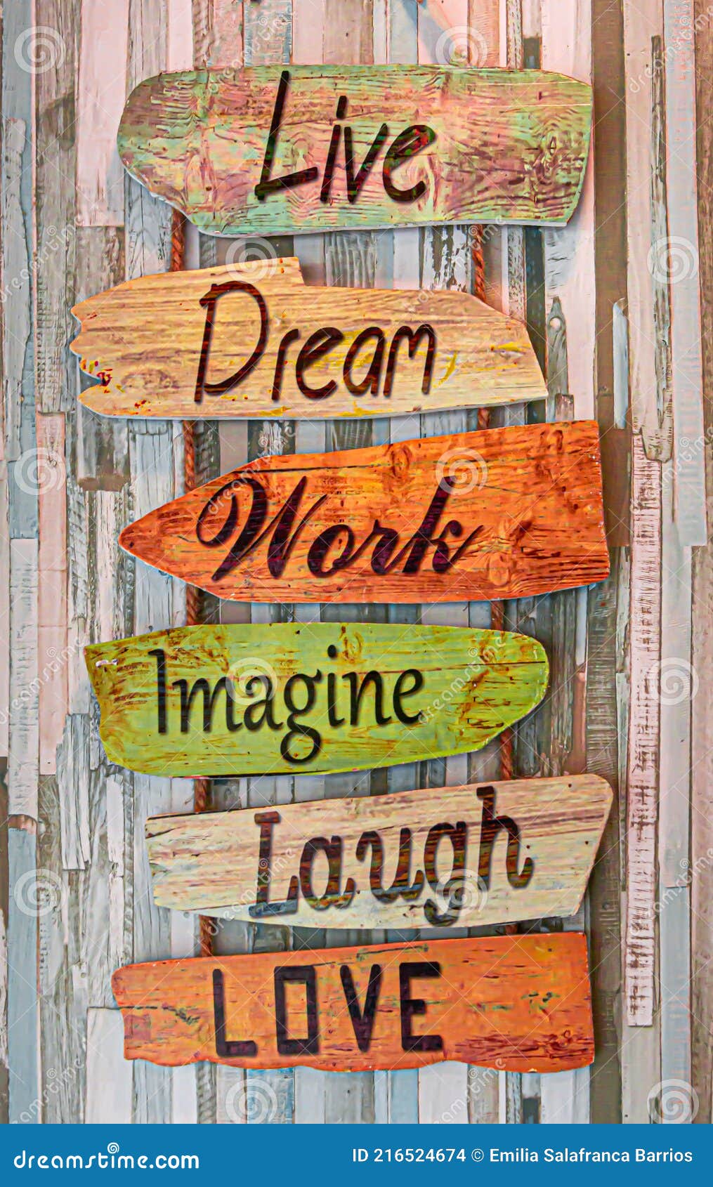 Wooden Signs with Meaningful Words Stock Photo - Image of vintage ...