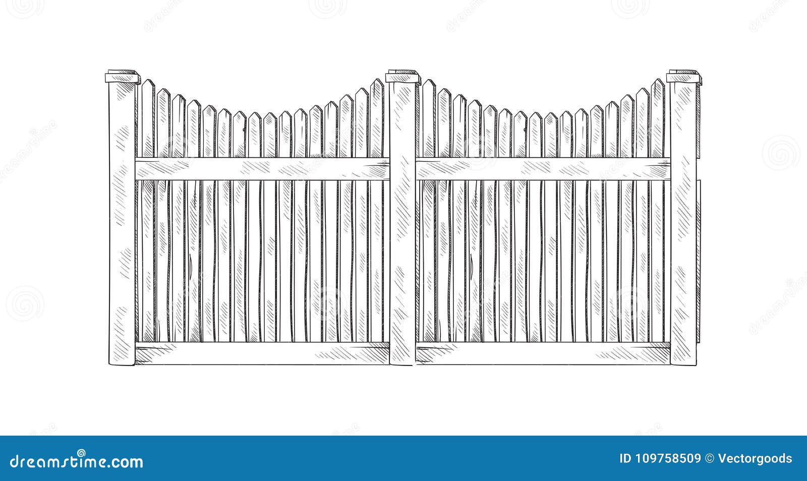 Wooden sketch fence stock vector. Illustration of fence