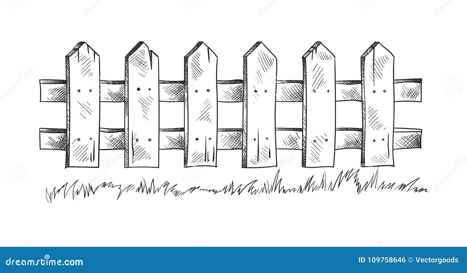 Sketches of countryside with a large tree and a wooden fence Hand drawn  illustration converted to vector  Tree drawings pencil Sketches  Landscape drawings