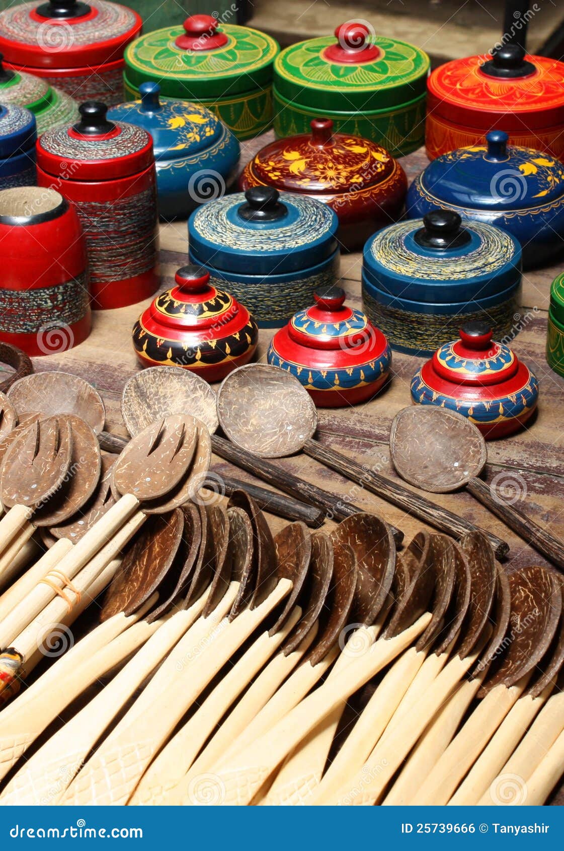 Wooden souvenirs stock photo. Image of traditional, market 25739666