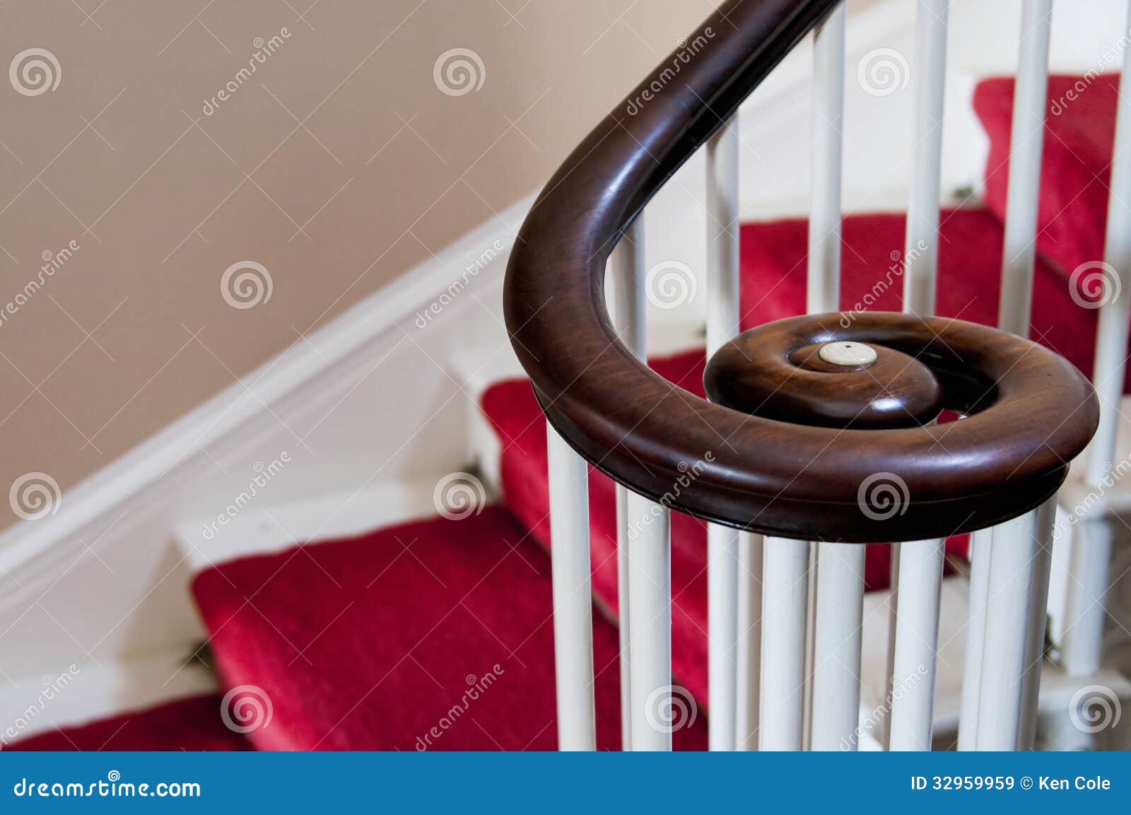 wooden spiral handrail