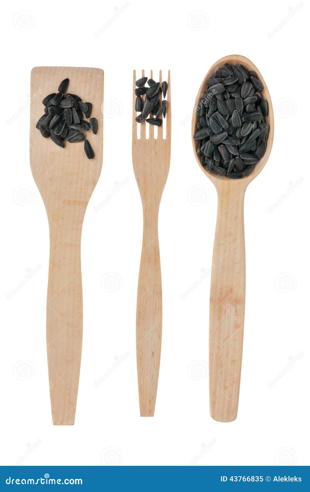 Wooden Spoon, Fork, Paddle With Sunflower Seed Stock Image Image of