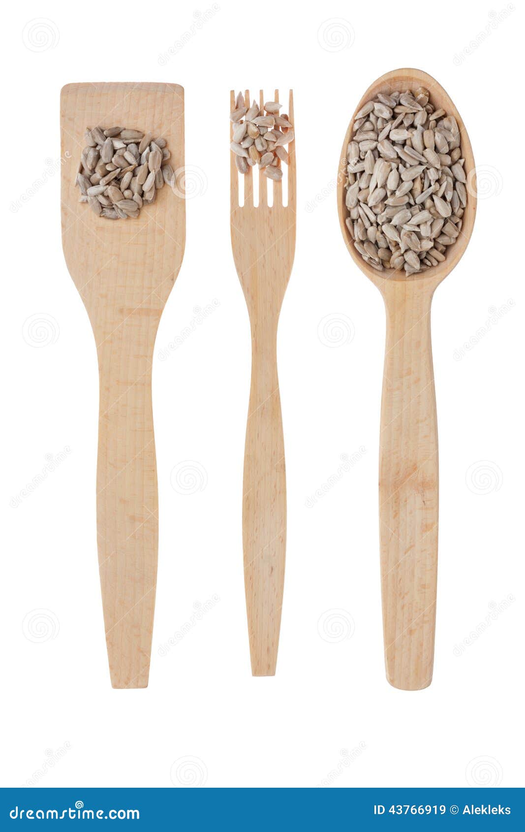 Wooden Spoon, Fork, Paddle with Sunflower Seed Stock Image Image of