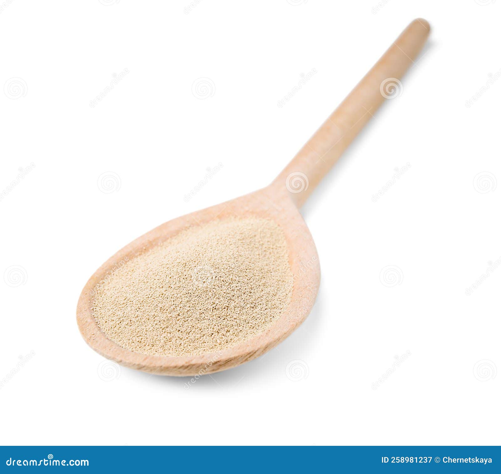 Wooden Spoon with Granulated Yeast Isolated on White Stock Image
