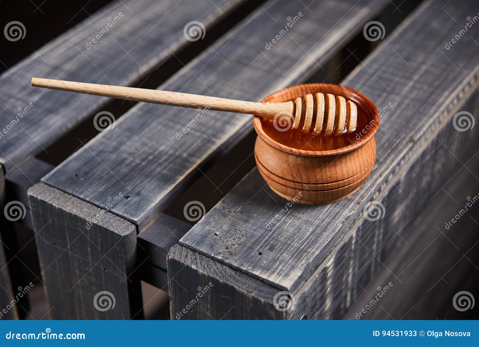 Wooden spoon for honey stock image. Image of dipper, rustic 94531933