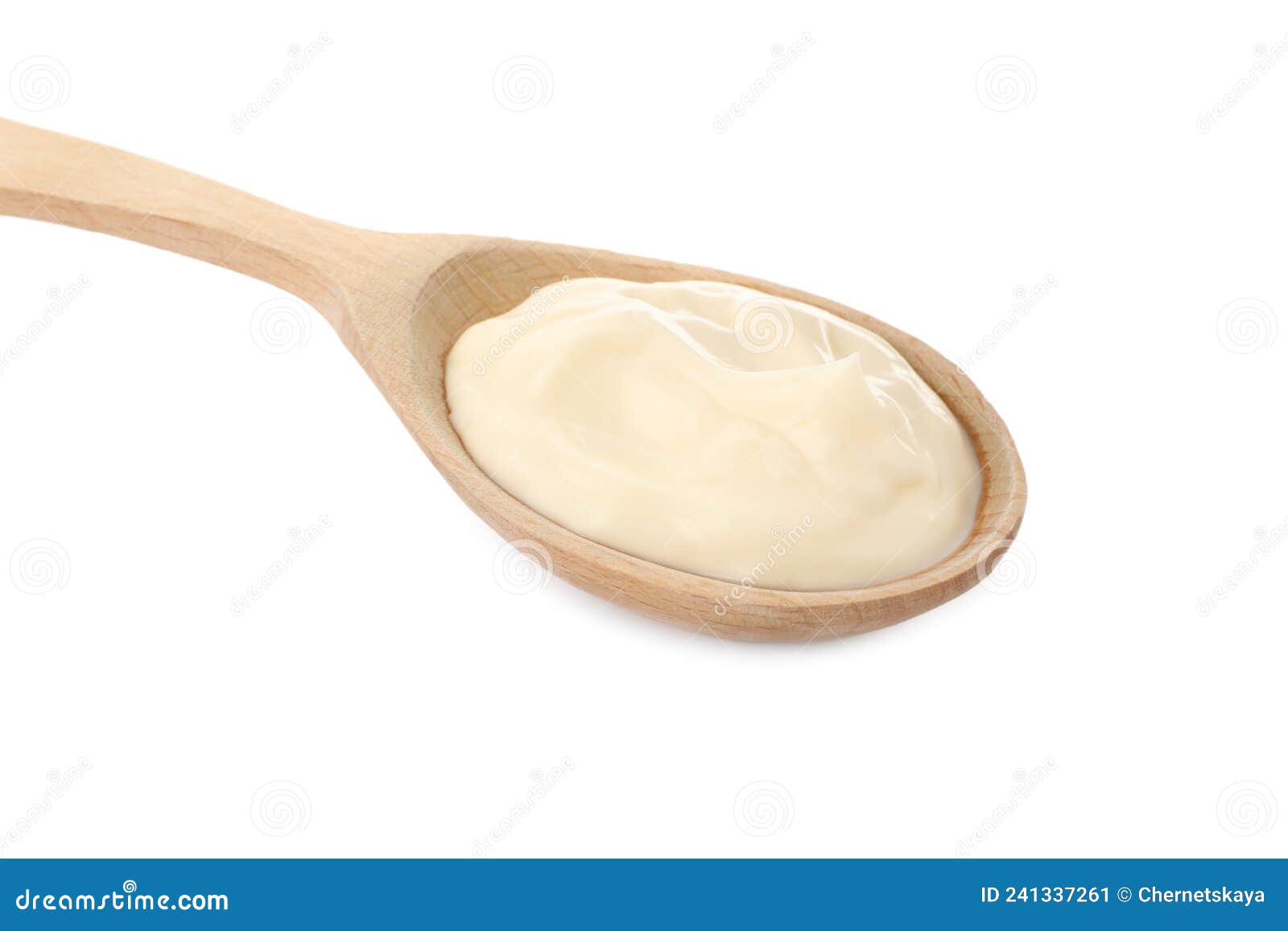 Wooden Spoon with Mayonnaise Isolated on White Stock Image Image of