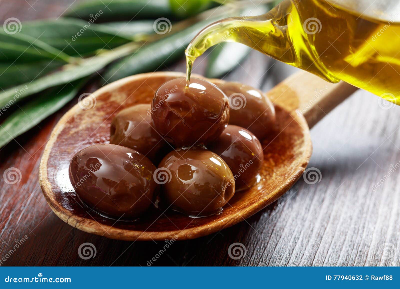 Wooden Spoon with Olives and Olive Oil Stock Photo Image of olive