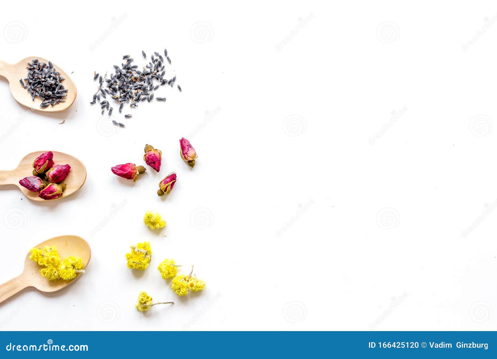 Download Wooden Spoons With Herbal Tea White Background Top View Mock-up Stock Photo - Image of smell ...