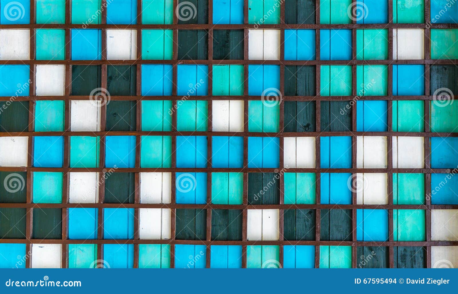 wooden square pattern, blue, green, white