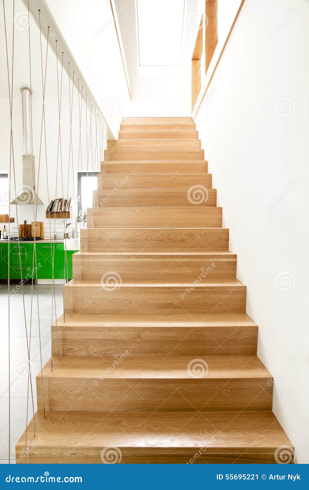 Wooden Stairs In Modern House Stock Image - Image of interior, wall