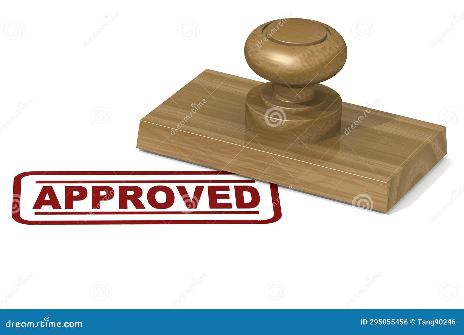 Wooden Stamp with Approved Word Stock Illustration - Illustration of