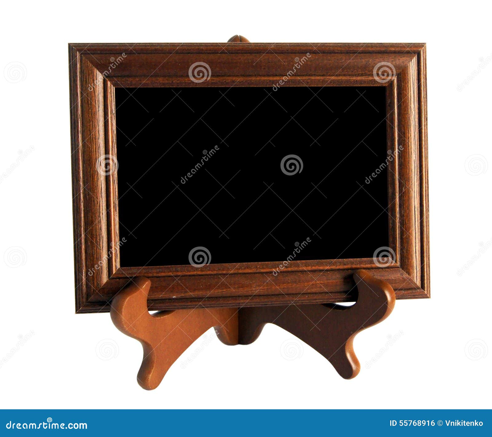 Wooden Stand with Picture Frame Isolated on White Stock Photo Image
