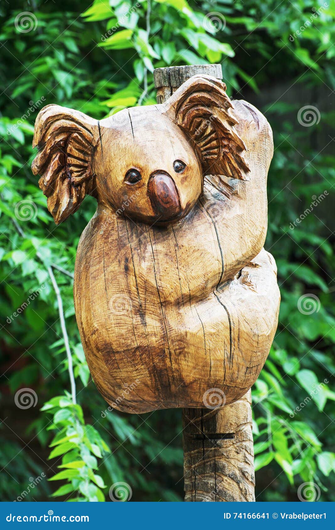 Wooden Statue of Cute Koala, Artistic Object Stock Image Image of